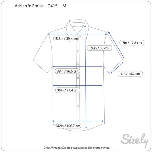 Dress Vintage 60s drop waist polka dot orange white - Picture 3 of 13